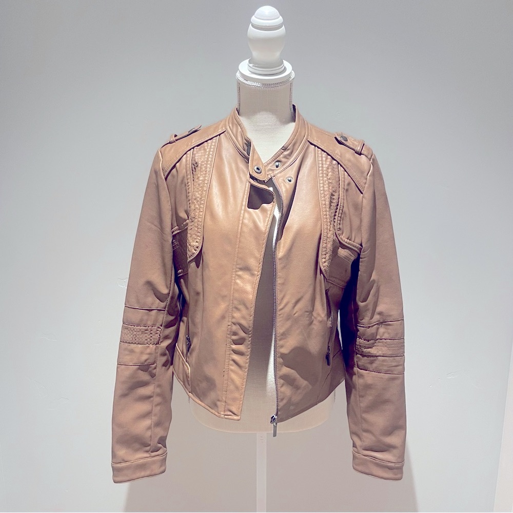 Arden B Faux Leather Jacket Brown Size Large